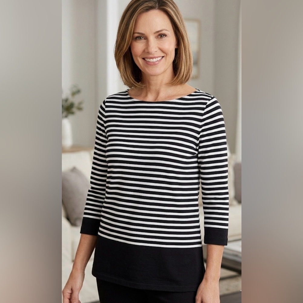 Chaps women’s Black and White Striped Shirt